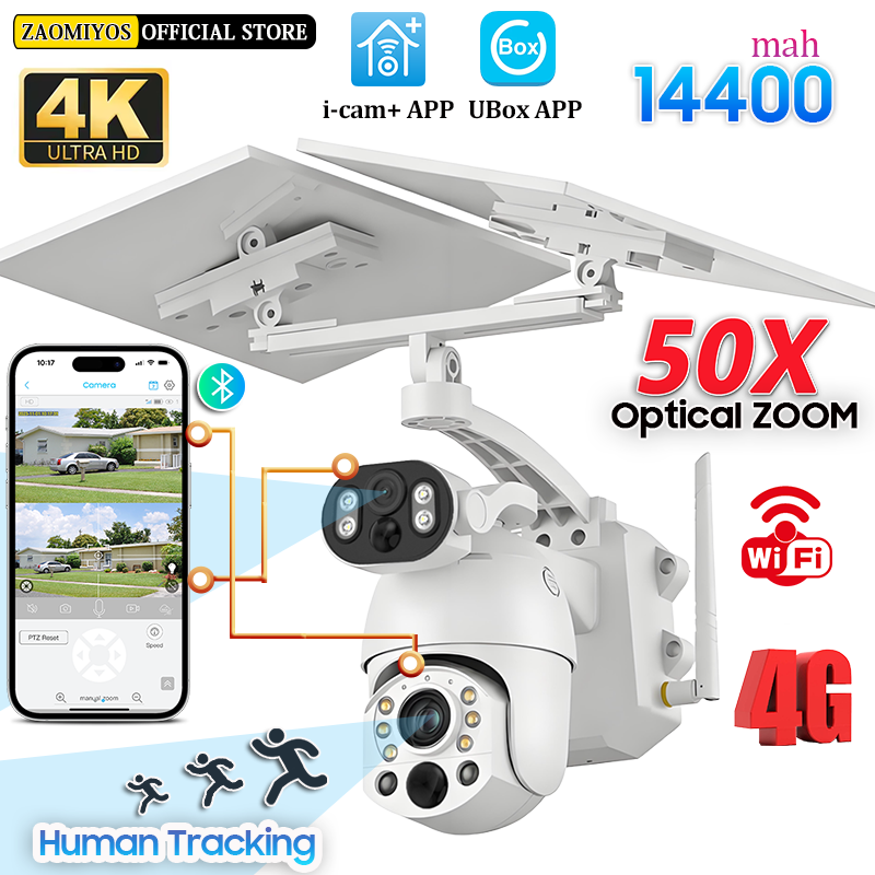 Home Security No Wifi - 4K 4G Solar Camera 50X Optical