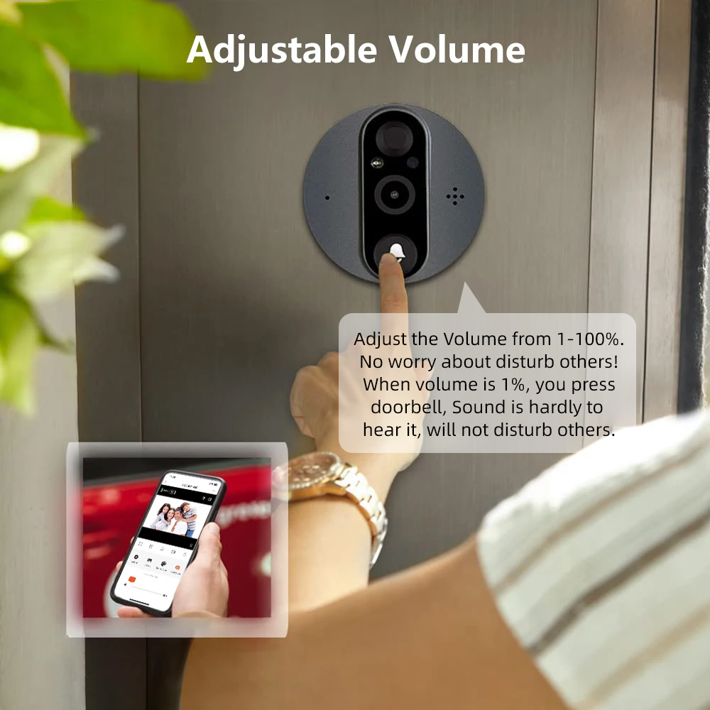 3MP WiFi Smart Tuya Peephole 5 - đánh giá và giá Home Security Doorbell Camera