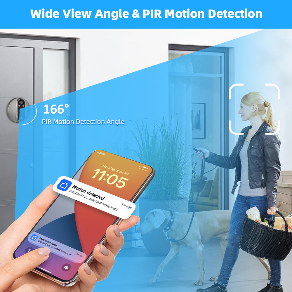 3MP WiFi Smart Tuya Peephole 5 - đánh giá và giá Home Security Doorbell Camera