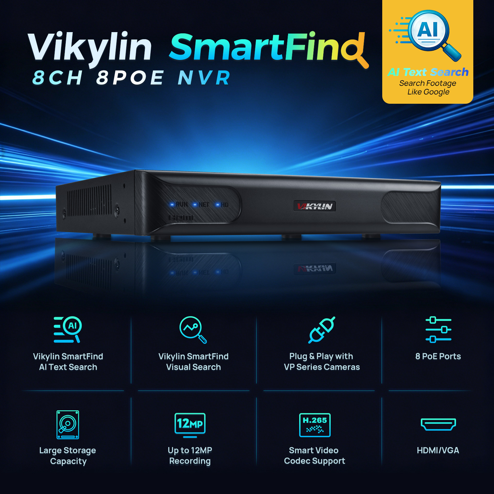 Vikylin 4K NVR UP to 12MP 8CH  - đánh giá và giá Home Security Recorder