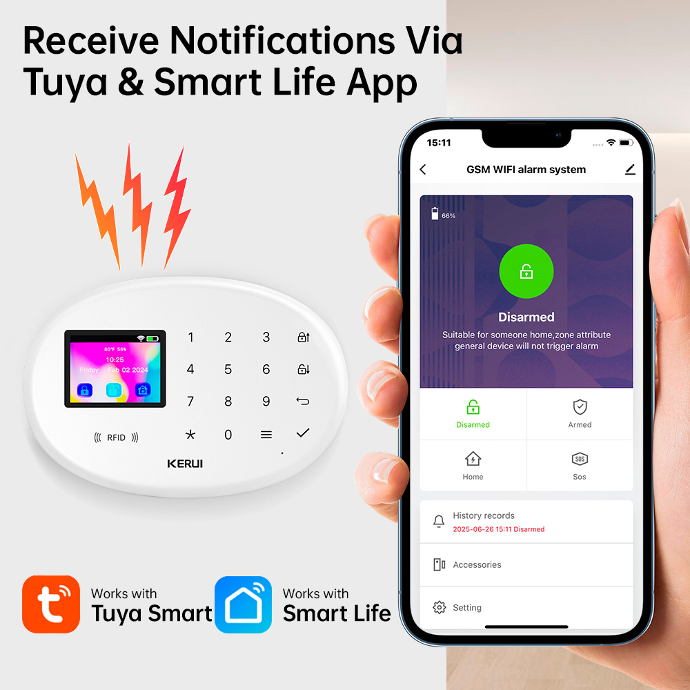 KERUI Tuya Wireless Home Alarm - đánh giá và giá Home Security No Wifi